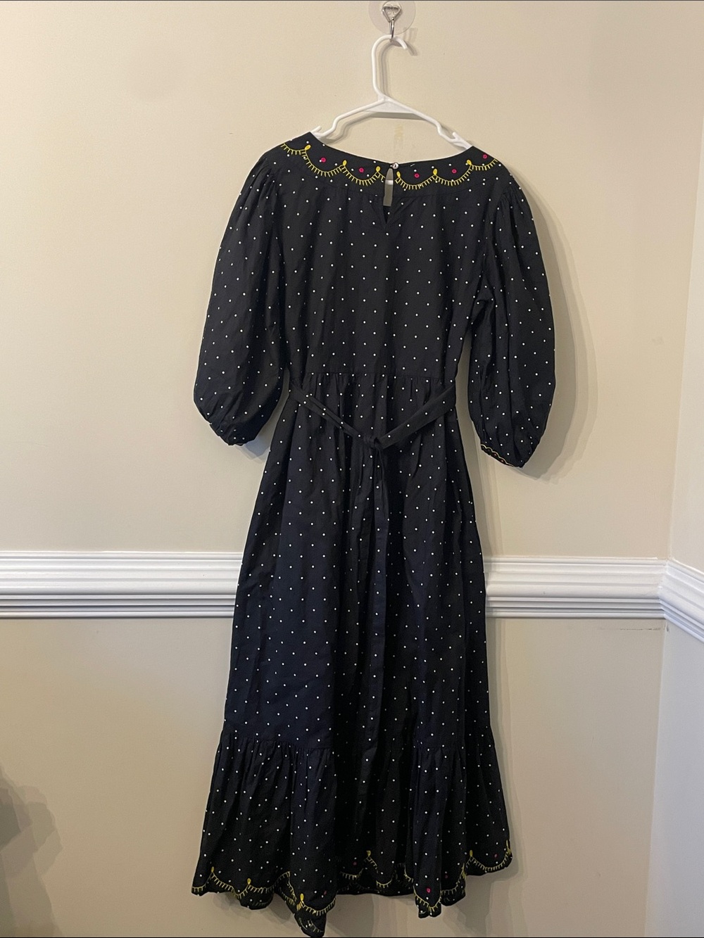 Pink city pints  Polka Dot Dress with Bright Floral Embroidery Retails $495 - Picture 4 of 4